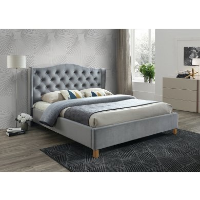 Кровать Signal Aspen Velvet | 160х200 / Дуб / Серый (Bluvel 14) ASPENV160SZD