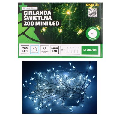 Декоративна гірлянда Chomik 200 LED 5 м | Холодний білий OKE5440