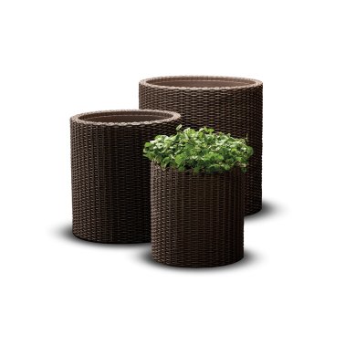 Набір кашпо для квітів Keter Cylinder Planters S/M/L | Коричневий 220455